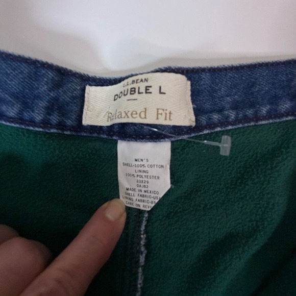 L.L.BEAN Mens 33x29 Double L Relaxed Fit Fleece Lined Jeans Winter Utility Work - Picture 4 of 7
